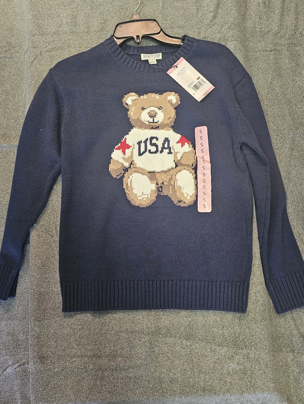 Mighty Fine Navy Sweater with Bear Motif - Picture 3 of 4